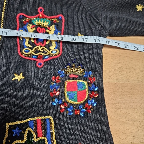 Michael Simon Beaded Black Cardigan Sweater Medium - Picture 5 of 9